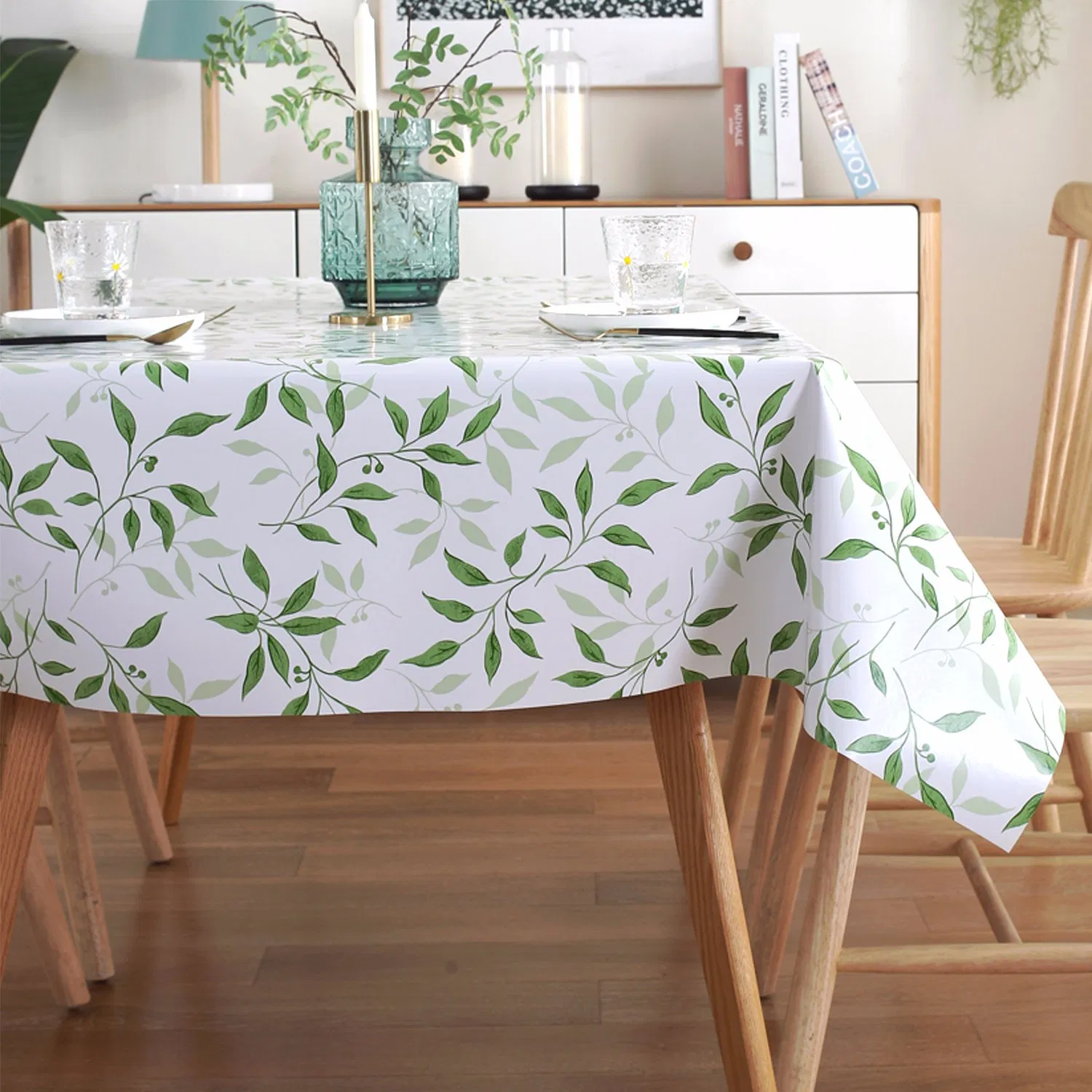 Wholesale Waterproof PVC Printing Leaf Plastic Rectangle Table Cloth