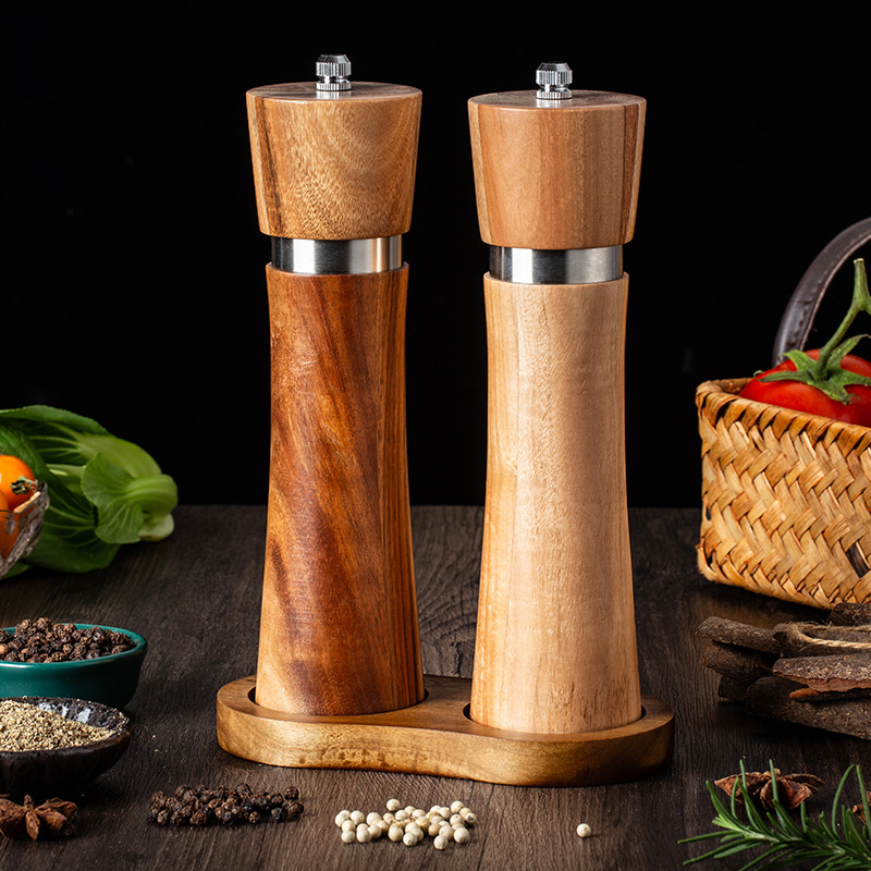 Wood Pepper Grinder Manually Rotate Oak Pepper Shaker Sprinkle Bottle Seasoning Pepper Mill Color Box Wood Pepper Grinder Black Pepper Grinder Wooden