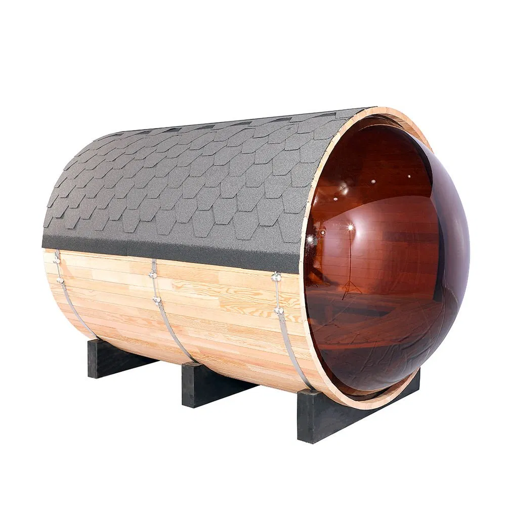 Luxury Panoramic Outdoor Sauna, Barrel Sauna, Steam Sauna with Sauna Stove for Home Garden