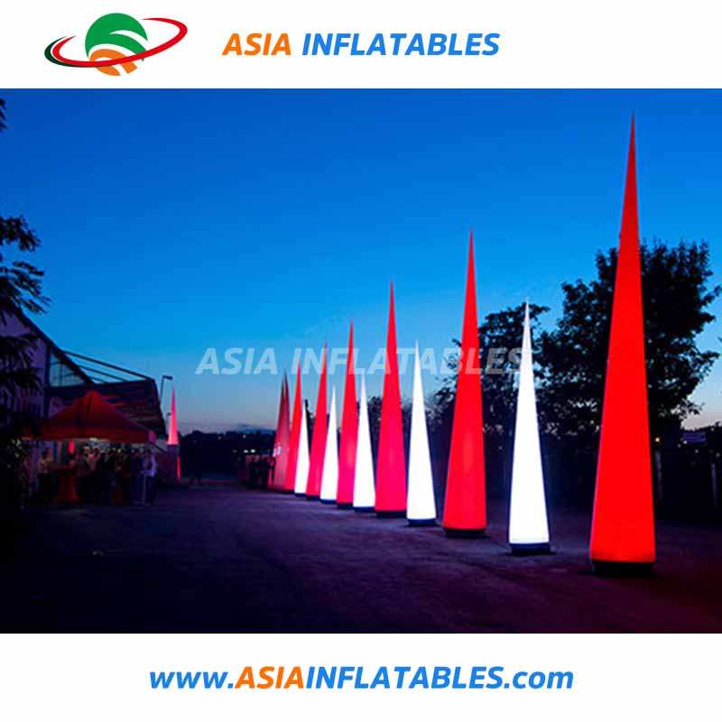 2.4m Inflatable Light Cone for Wedding Decoration, Infltable Lighting Tusk