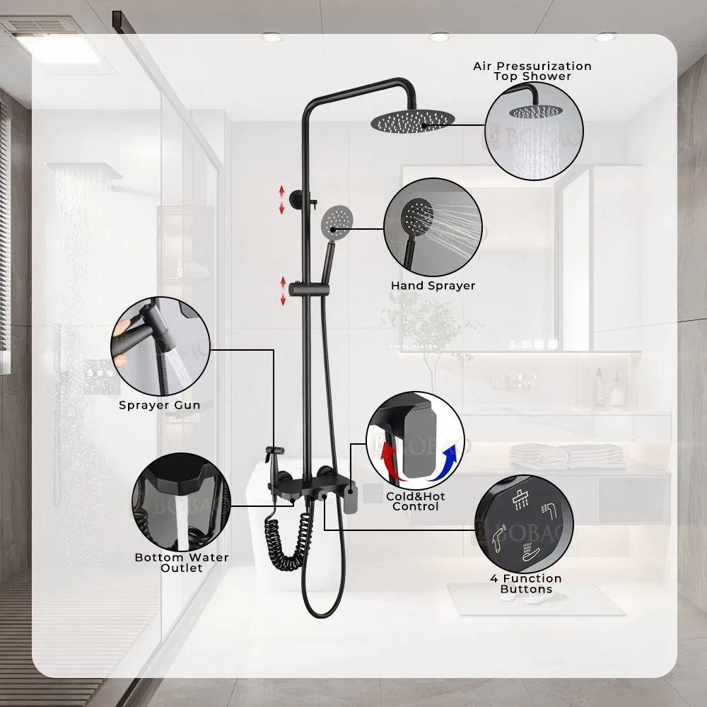 Modern Brushed Stainless Steel Shower Faucet Panel for Luxurious Bathrooms