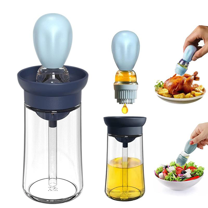 Hot Selling Oil Kitchen Bottle Cooking Oil Spray Bottle Glass Olive Oil Dispenser with Brush 2 in 1 Design for Kitchen