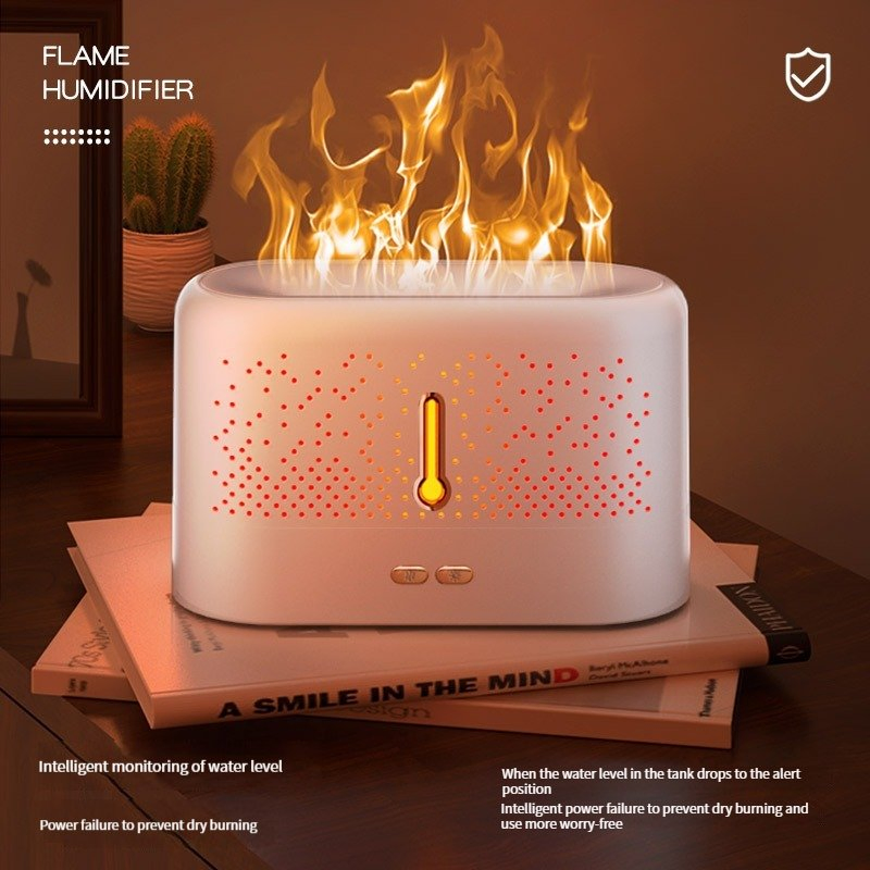 USB 200ml Mini Simulation Flame Ultrasonic Aromatherapy Air Conditioner Humidifier Suitable for Home Bedroom Kitchen