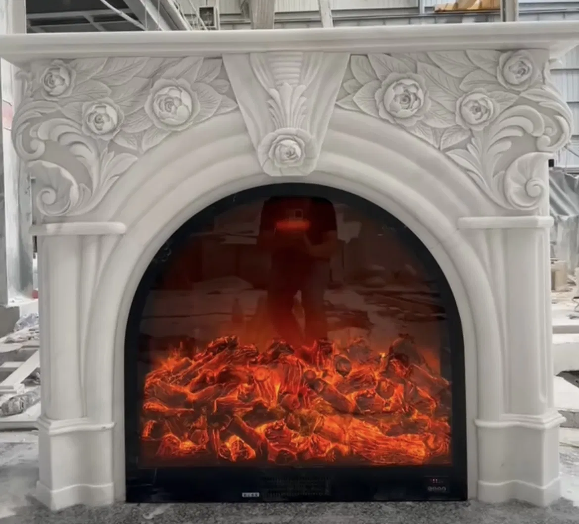 Камин из белого мрамора Ariston White