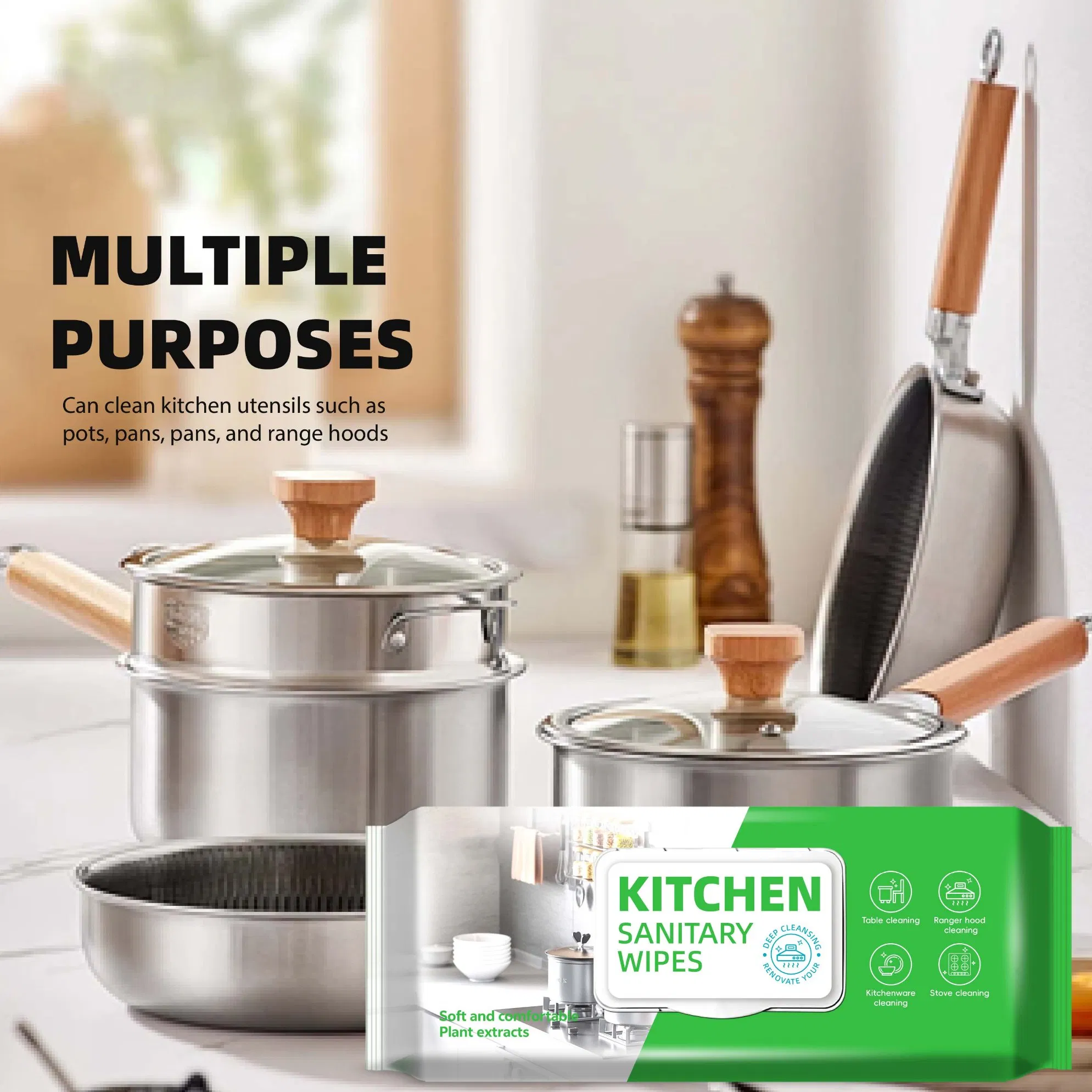 Eco-Friendly Biodegradable Material Kitchen Wipes
