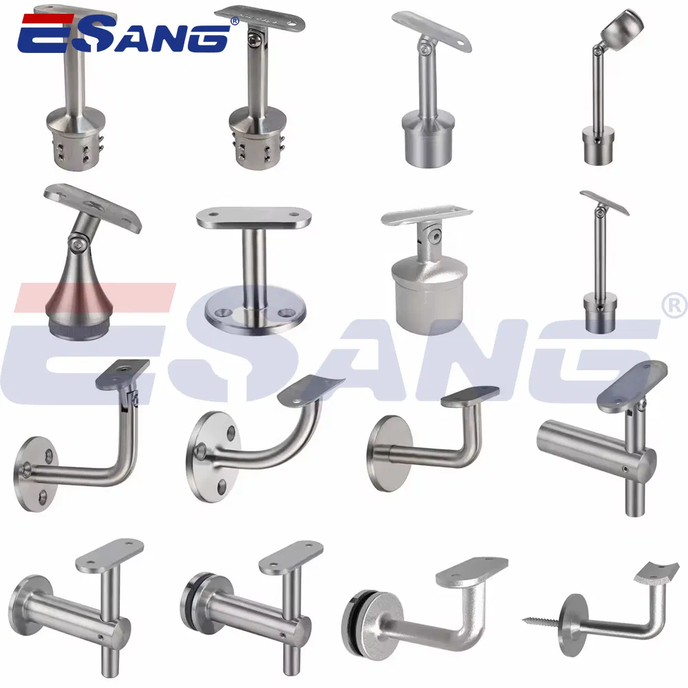 Esang Wall and Glass Mount Stair Railing Balustrade Adjustable Stainless Steel Handrail Bracket