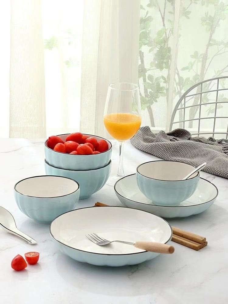 Dinner Set Bowl Dinner Plate Colors Glaze Porcelainware Ceramic Tableware
