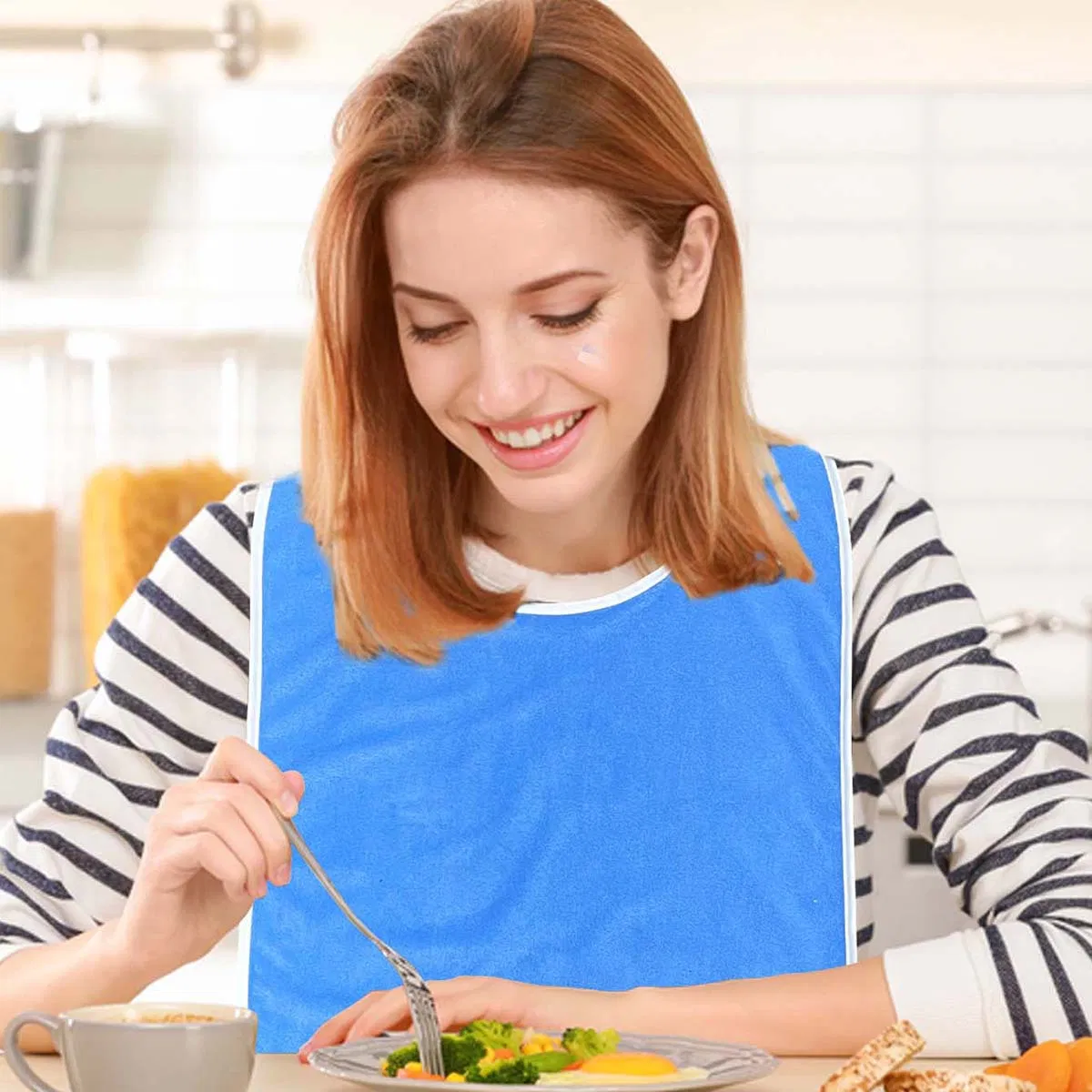 Waterproof Adult Bib, Adult Waterproof and Stain-Resistant Bib, Can Be Used to Wipe The Mouth with Saliva Wipes