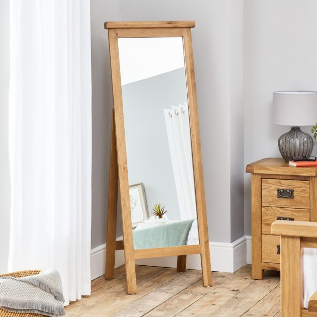 Floor Full Length Rustic Solid Oak Mirror for Living Room Bedroom Dressing Mirrors
