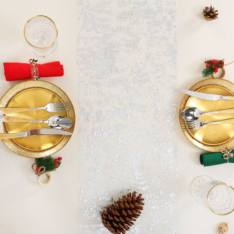 China Wholesale Mesh Polyester Christmas Decoration Metallic Home and Party Table Cloth Printed Fabric Deco Rolls Placemat