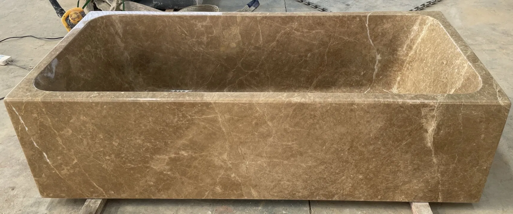 Customized Natural Stone polished rectangle light brown Emperador light marble bathtub for Home/Hotel/House/Resorts/villas Bathroom decoration