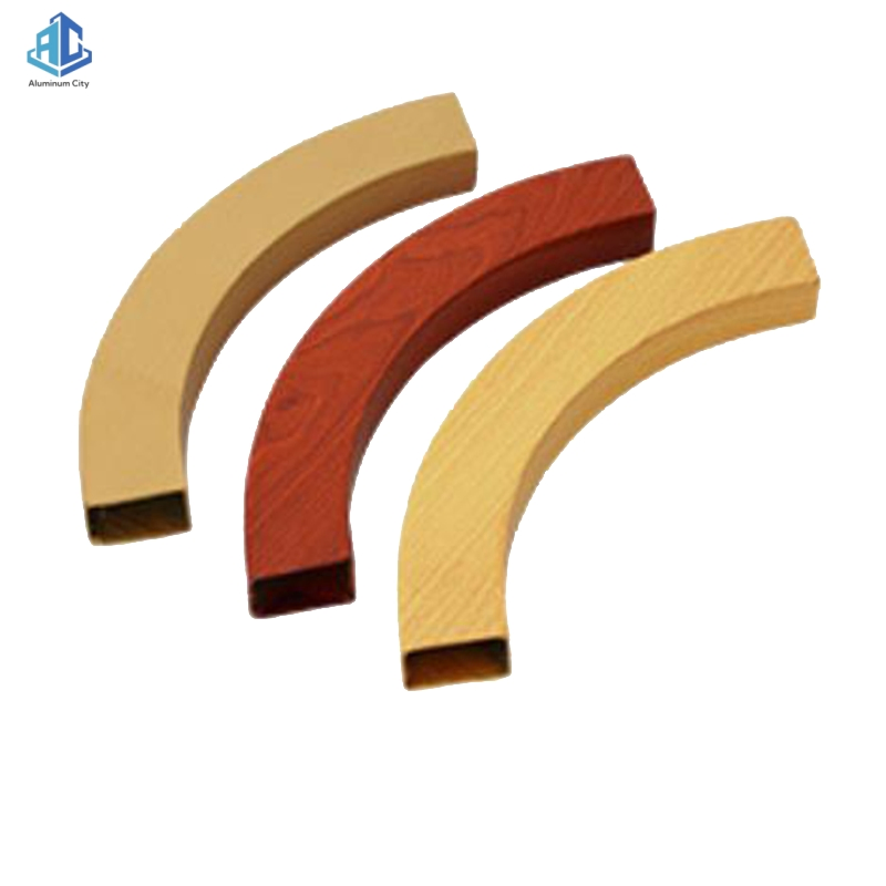 Wooden Grain Decorative Linear Pipe Suspended U Shaped Aluminum Baffle Ceiling