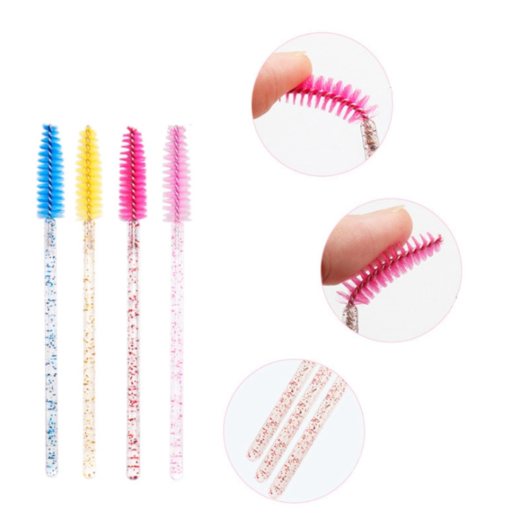 Shiny Crystal Eyelash Applicator Disposable Crystal Handle Nylon Glitter Mascara Wands Spoolies Brushes