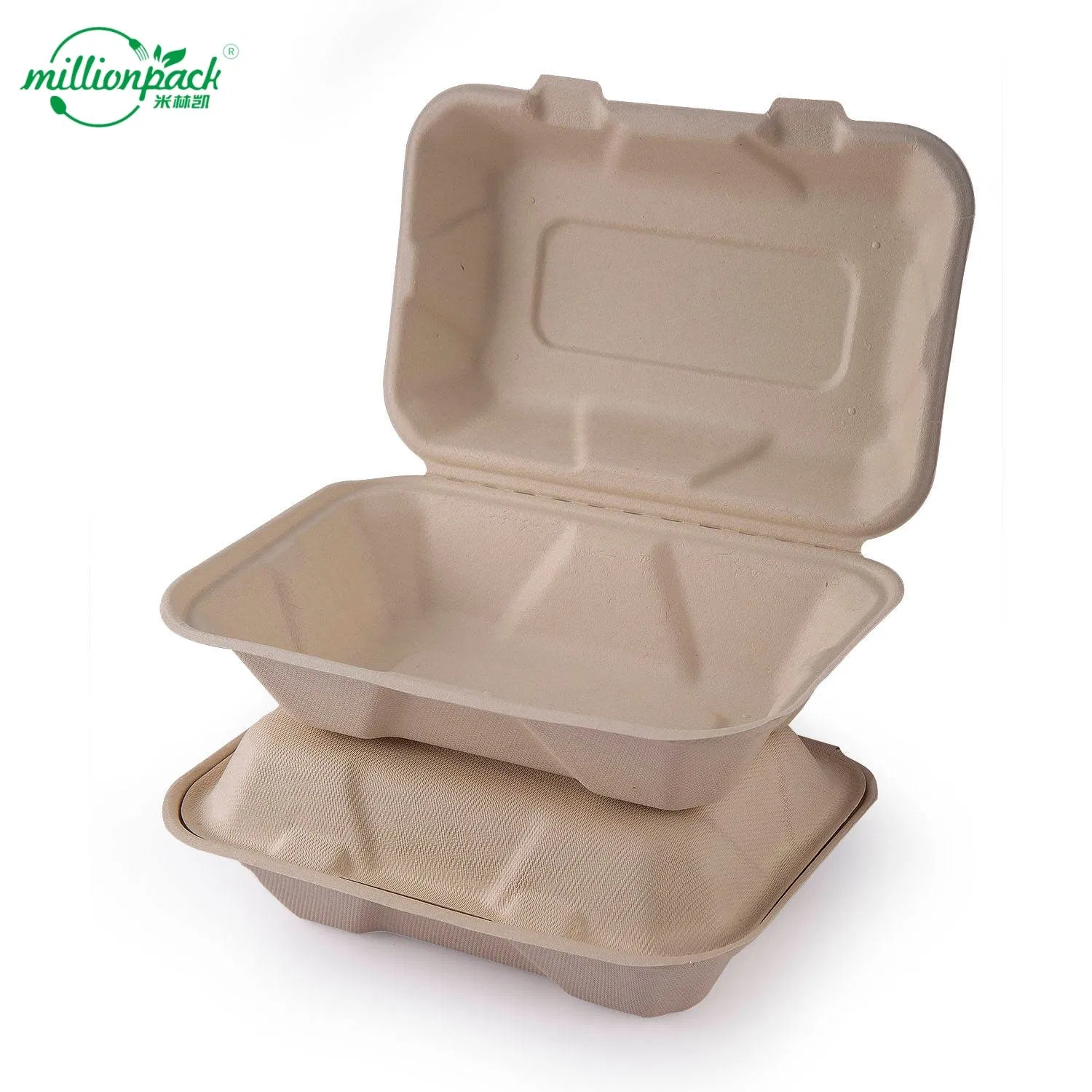 8X8 Inch Square Bagasse Box for Hot Meals with Reinforced Corners