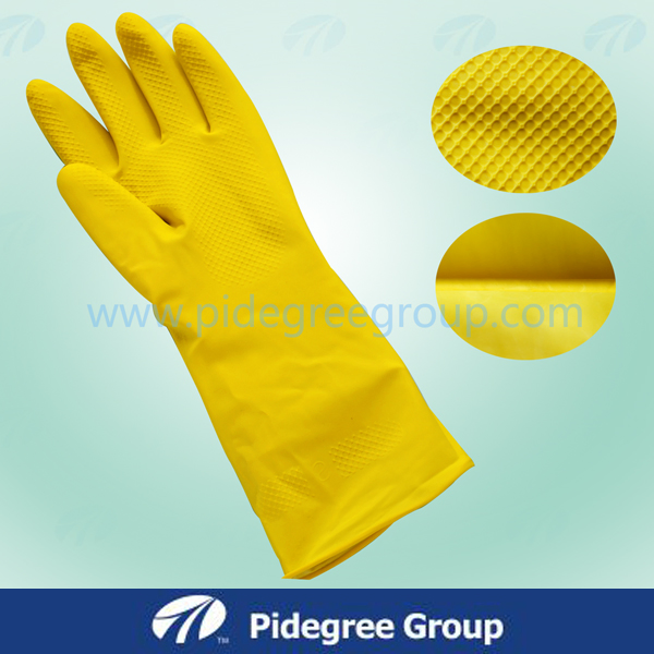 Colorful Flock Lined Latex Coated Rubber Work Household Gloves