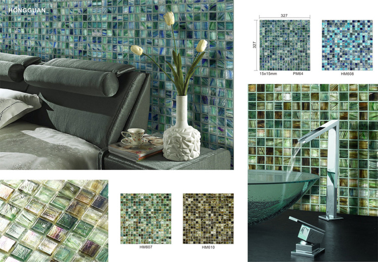 Стеклянная мозаика для бассейна 20x20 мм