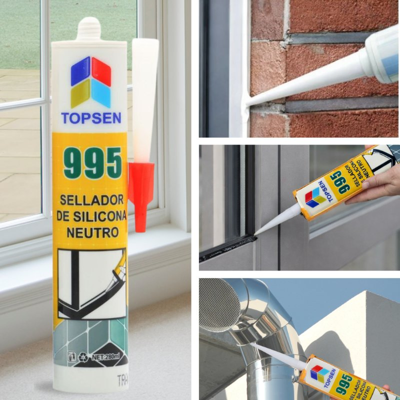 Topsen 995 Construction Silicone Sealant for Windows, Doors and Metal Panels