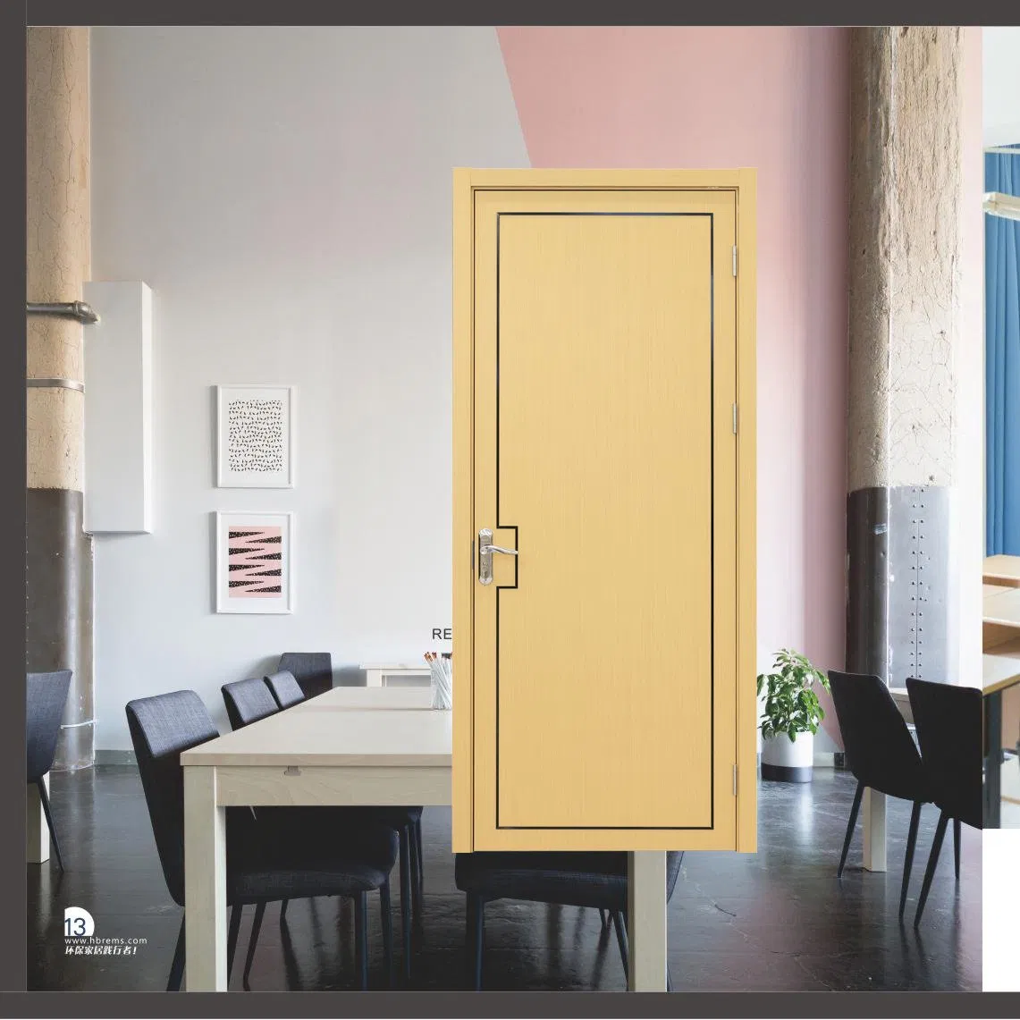 Southeast Asian Flame-Retardant Primary School Classroom Waterproof and Termite-Proof WPC Laminated Door