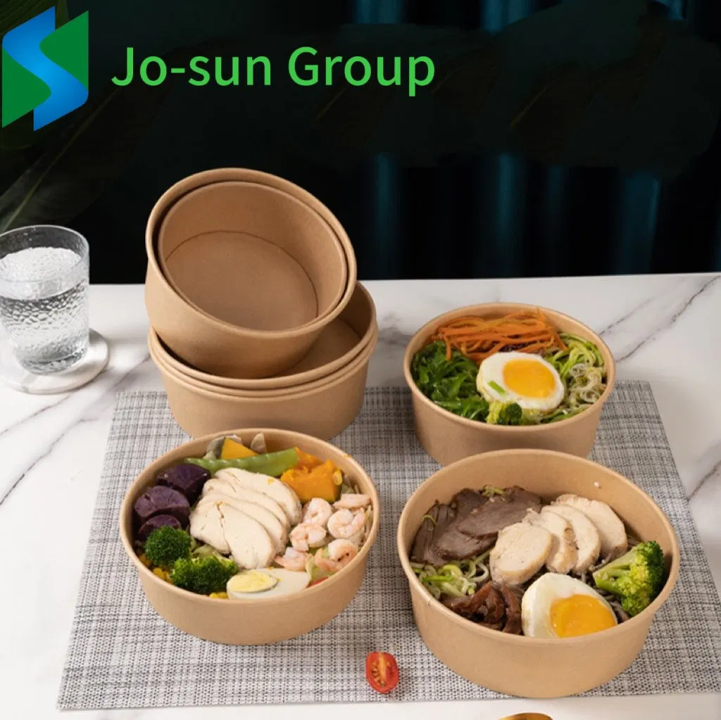 Jo-Sun Brown with Lid Round Disposable Rice Food Container Bowl for Take out
