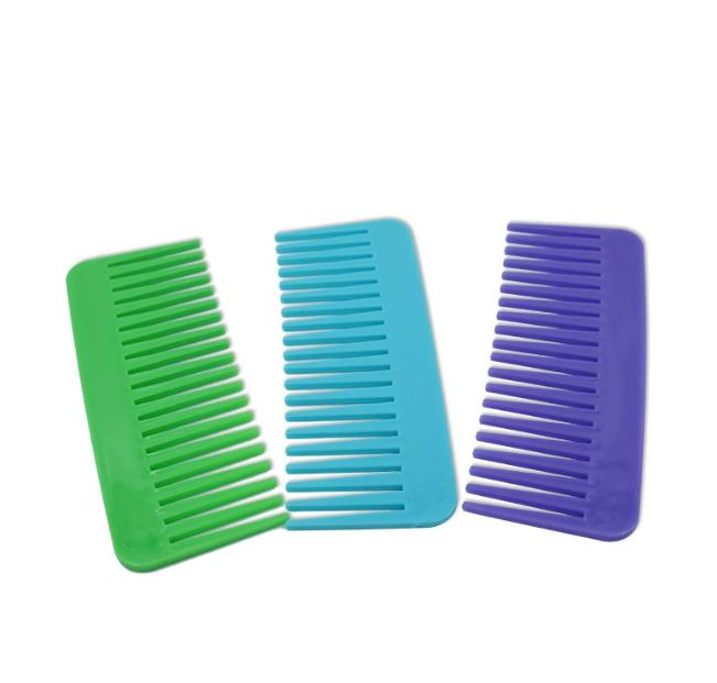 Custom Logo Colorful Plastic Flat Hair Brush Wide Tooth Comb