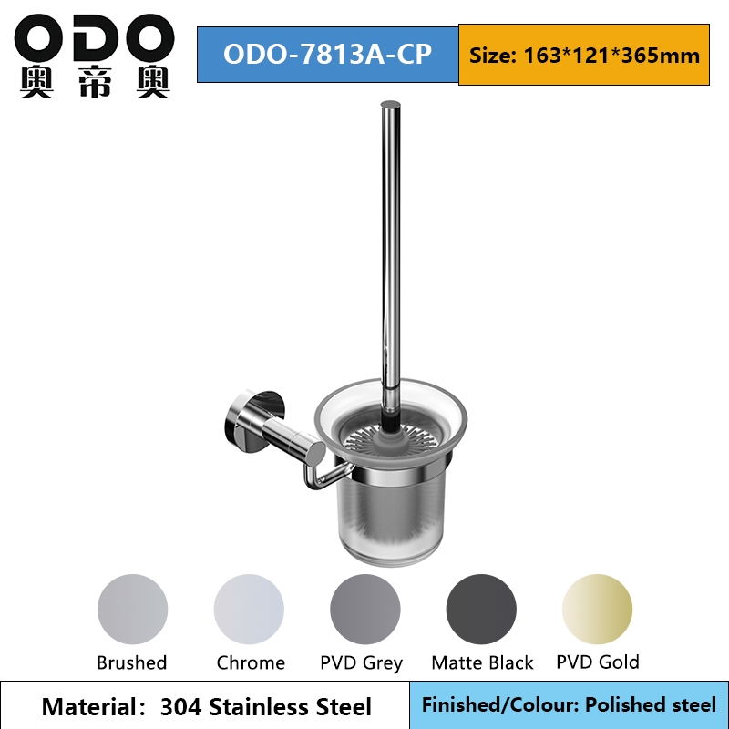 Современный ёршик для унитаза со стальным держателем и стеклянным стаканом