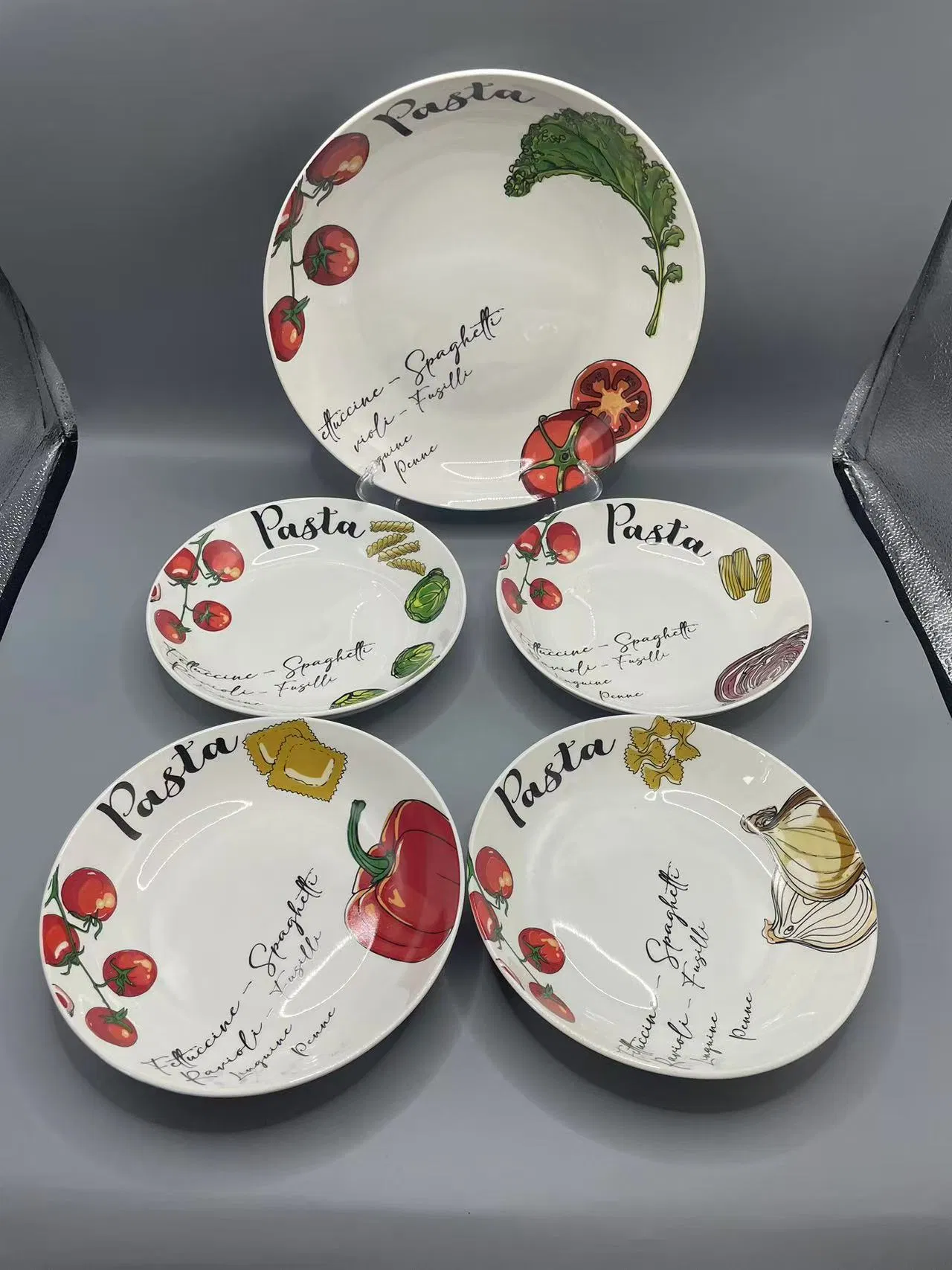 Pasta Dinner Set 5PCS Big Plate 11" Porcelainware Ceramics Tableware