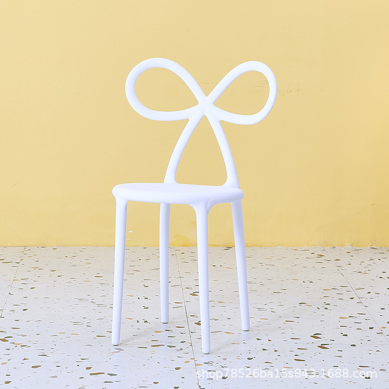 Nordic Bow Chair Creative and Unique Household Dining Chair with a Cosmetic Backrest