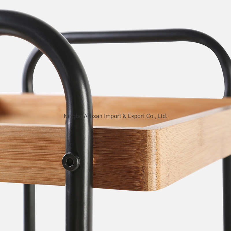 China Supplier Customized 3-Tier Movable Bamboo Kitchen Storage Shelf Rack