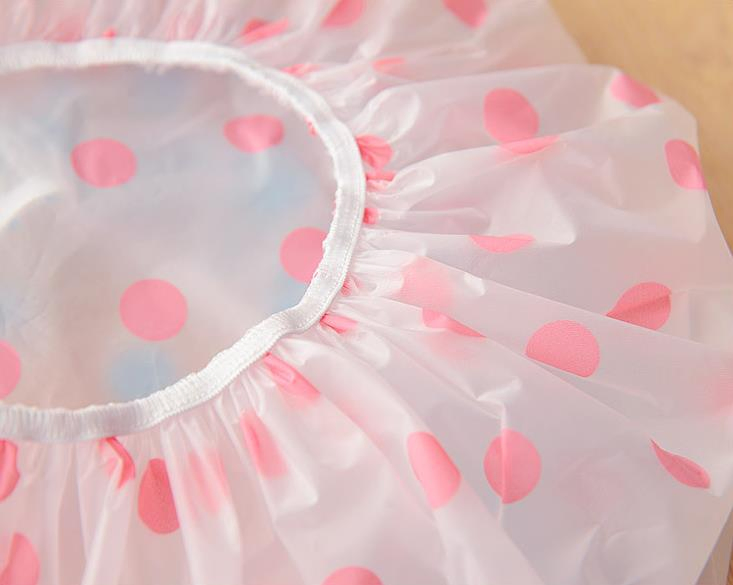 Disposable PE Shower Cap with Heart-Shaped in Pink