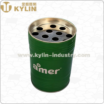Outdoor Tinplate Round Shape Ashtray Dustbin Cylindrical Shape Wastebin