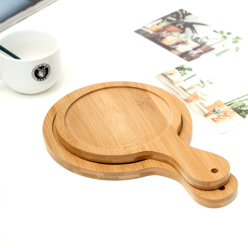 Wood Steak Plate Slate Cutting Board Bamboo Pizza Cake Baking Tray Steak Plates with Handle
