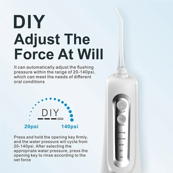 Jssan Portable Water Flosser 300ml Oral Irrigator 4 Mode DIY Pulse High Pressure Oral Cleaner Toothbrush