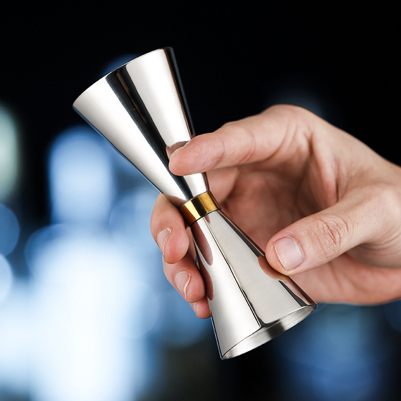 Etched Logo All Around The Outside Stainless Steel Jigger for Bar Wine Measure