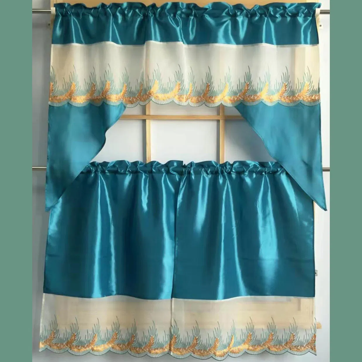 Patchwork Organza Lace Colorful Kitchen Curtain