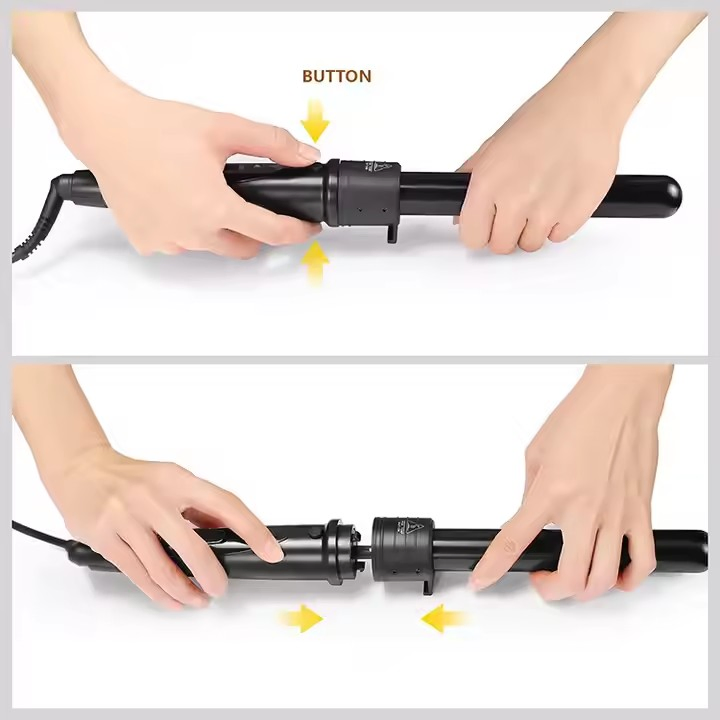 5 in 1 LED Display Interchangeable Tourmaline Ceramic Negative Ion Wave Curling Iron