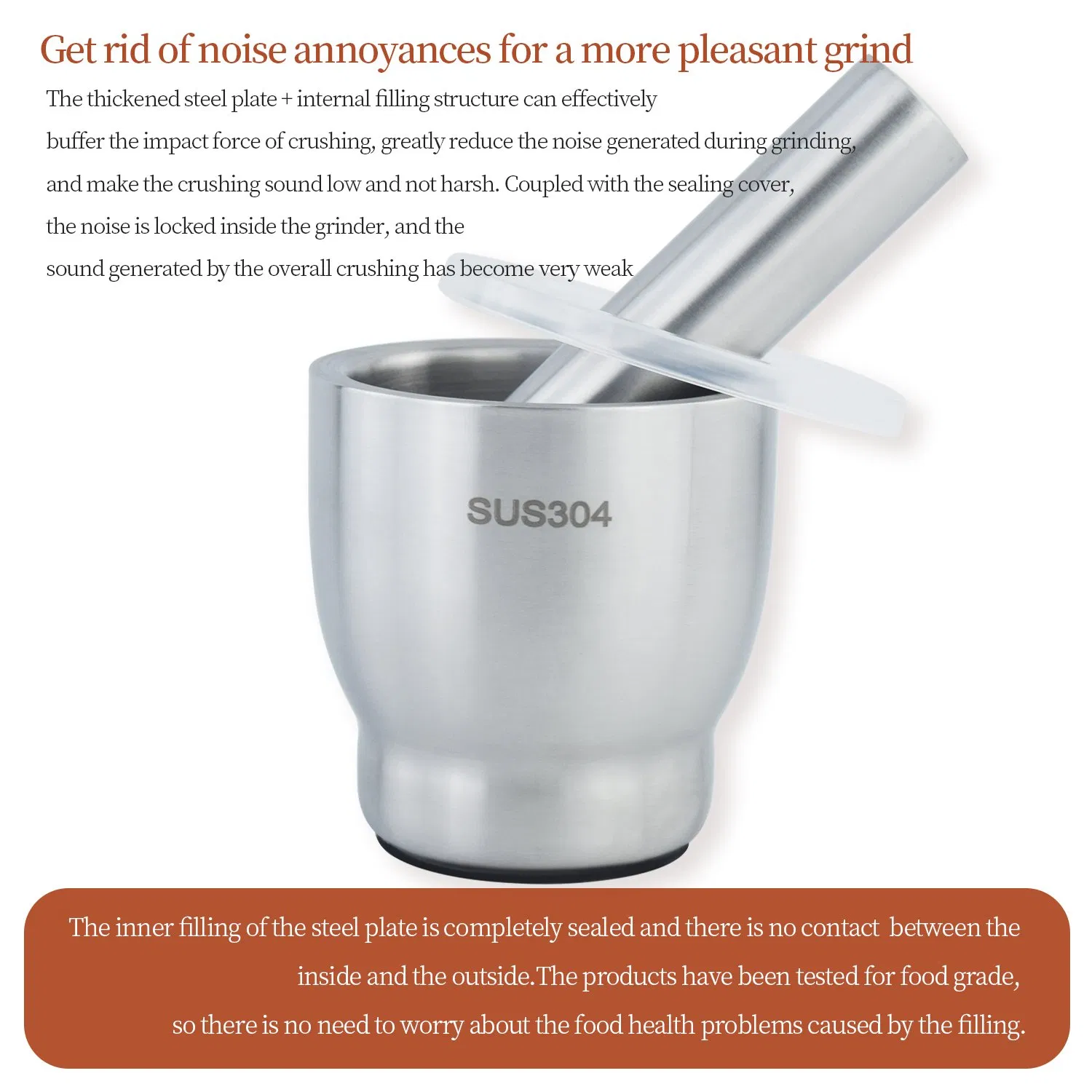 10cm 304 Stainless Steel Drum Garlic Crusher Hand Grind