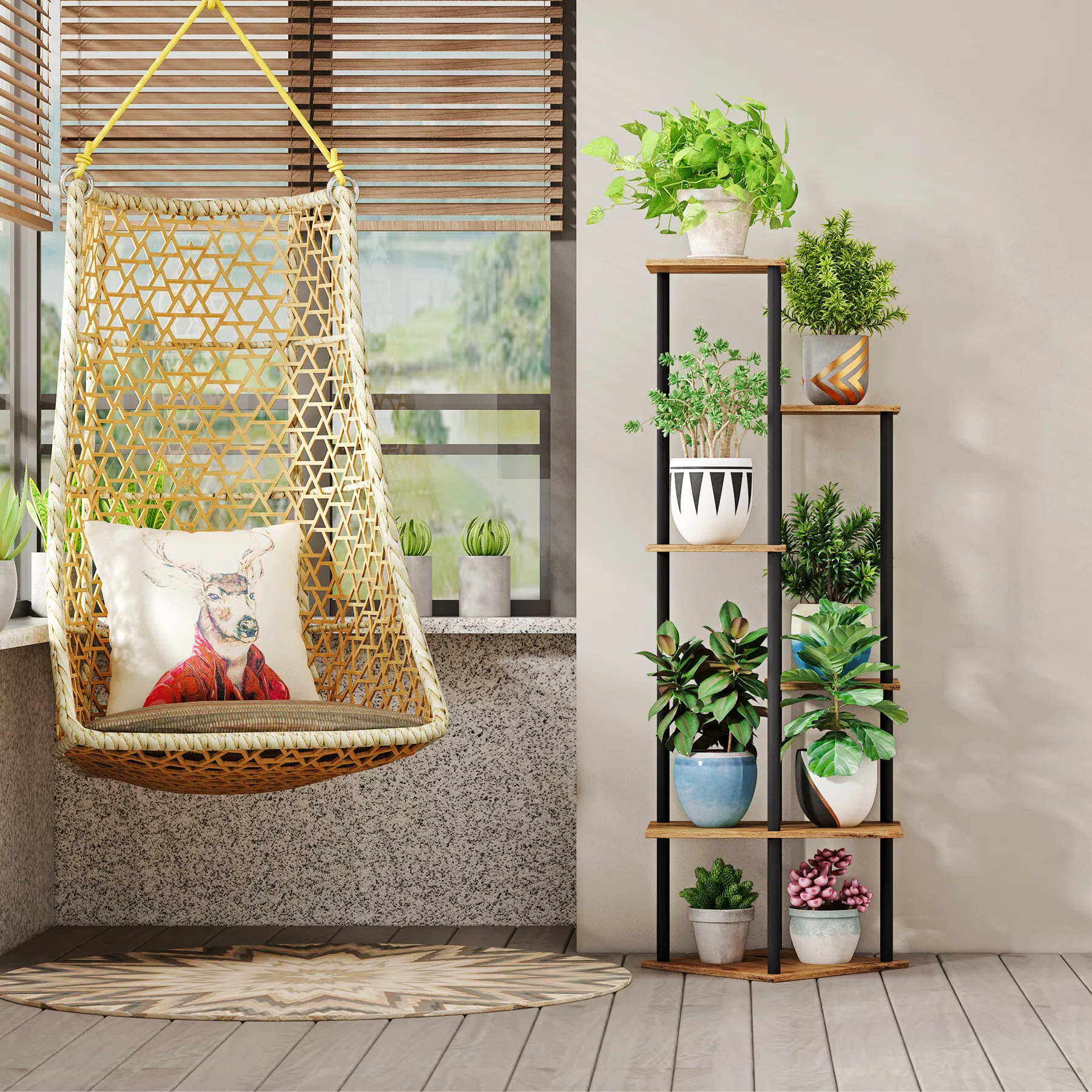 Stylish 6-Tier Indoor Corner Plant Stand for Multiple Pots