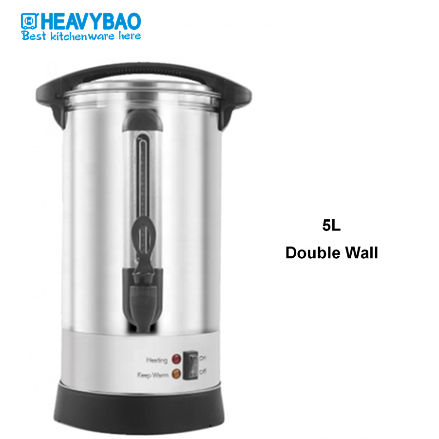 Heavybao Stainless Steel 6.8L Double Wall Mulled Wine Water Boiler Electric Urn