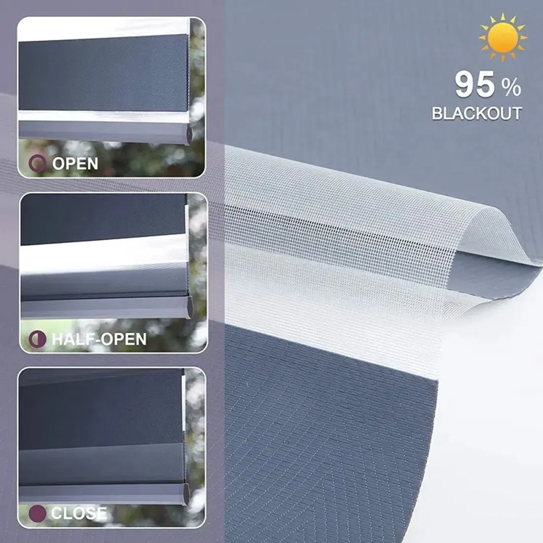 House Blackout Smart Electronic Motorized Shades Zebra Roller Blinds with APP Control