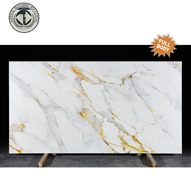 Calacatta Gold Printed Quartz Slab Artificial Engineered Quartz Stone for Kitchen Countertop