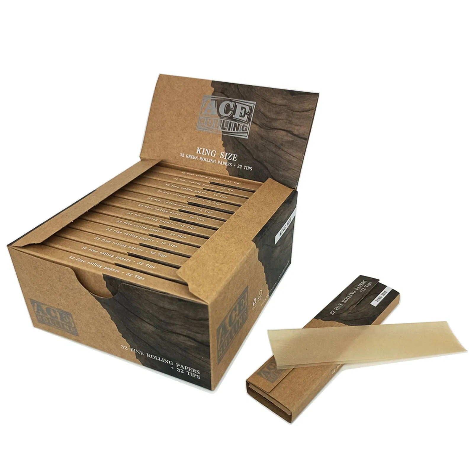 Customized Hot Deal Kingsize Organic Smoking Cigarette Raw Rolling Paper with Tips