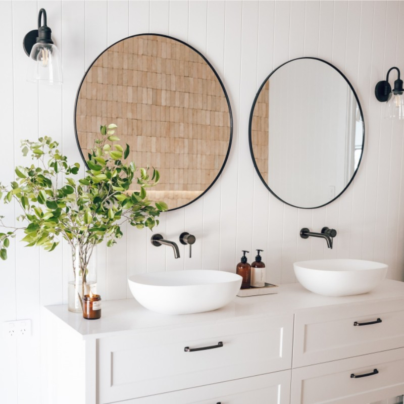 900*900*40mm Gold Black Aluminum Framed Round Bathroom Wall Mirrors