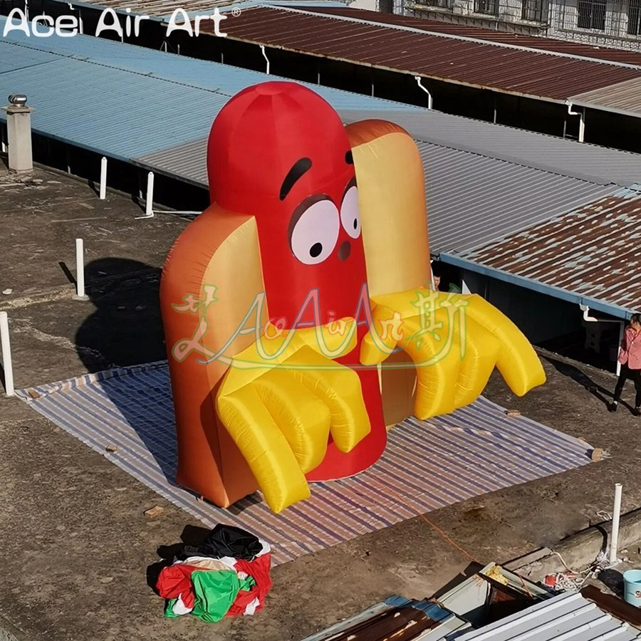 5mh Inflatable Hot Dog Model Advertising Fried Food Model Cartoon Hot Dog Model for Shop Decoration or Promotion