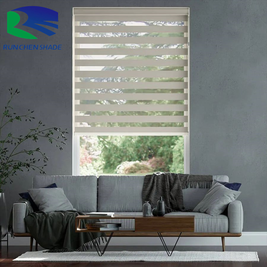 Motor Electrical Zebra Blinds Window Roller Shades of Living Room
