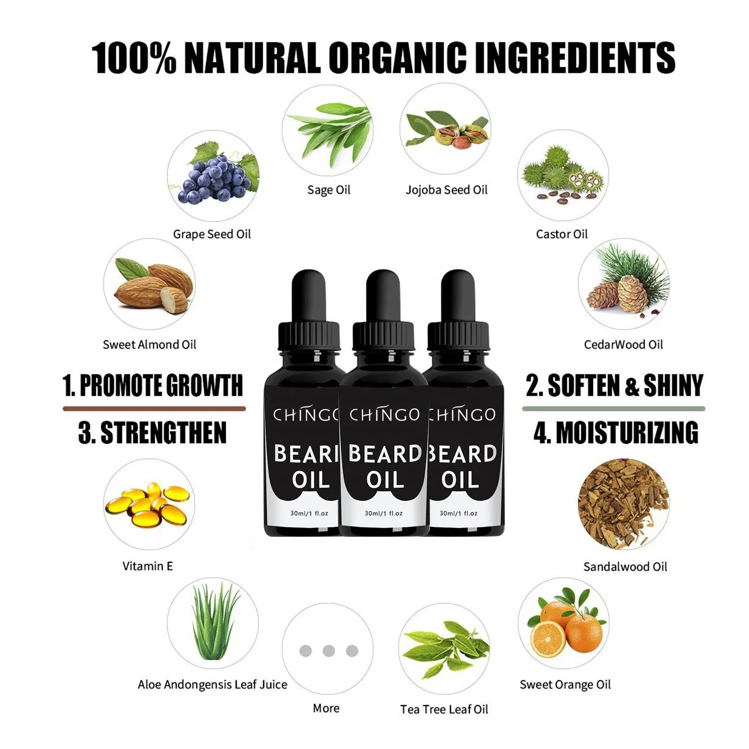Smooths Repairs Damaged Hair Follicles Growth Promote Mens Beard Oil
