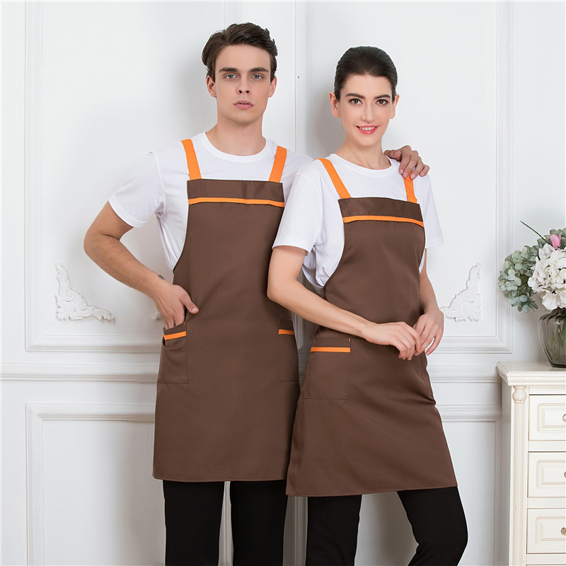 Stylish Color Block Kitchen Apron with Pockets for Chefs