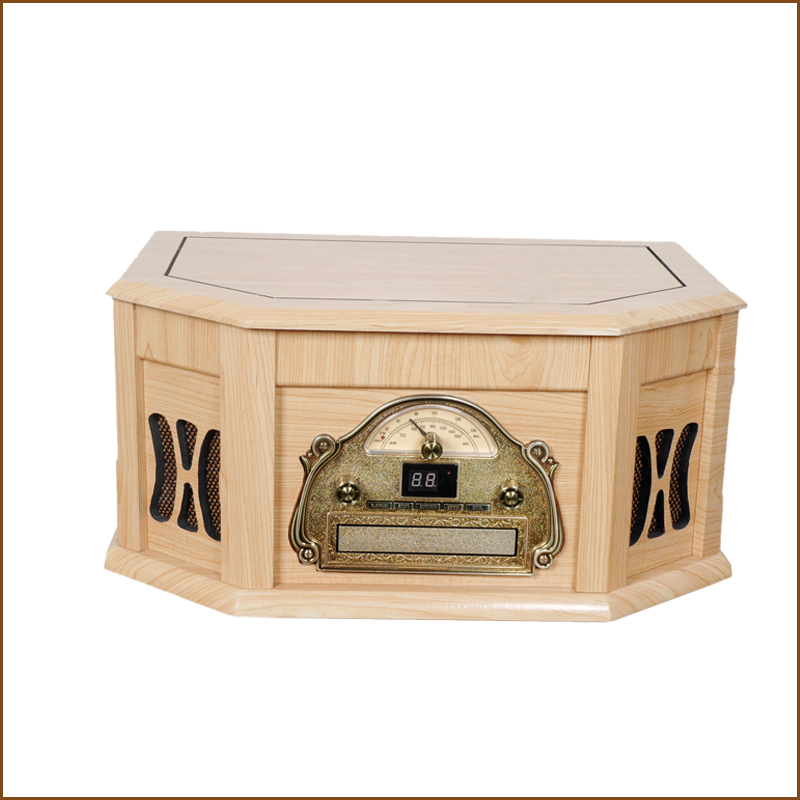 Classic Wooden Turntable with Bluetooth, CD Player & Radio