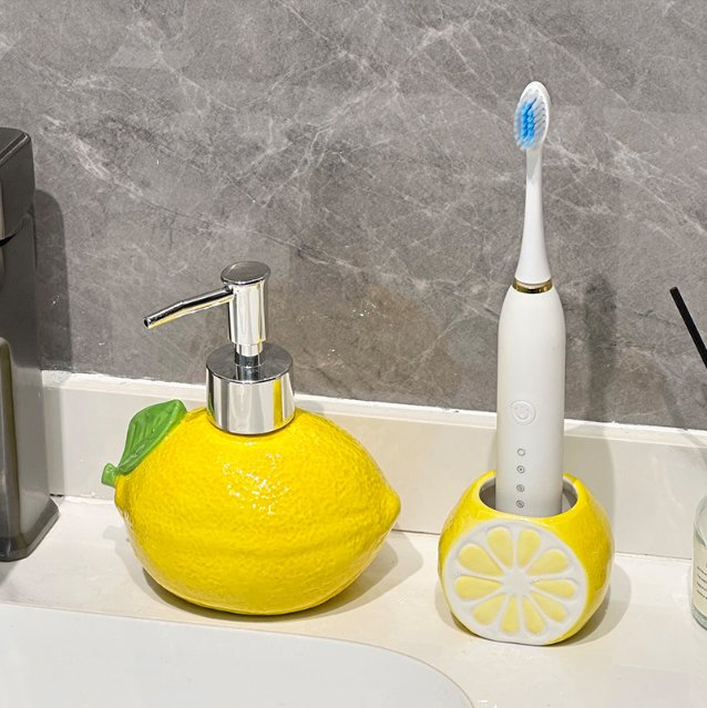 Long Lasting Single Ceramic Dispenser Teen Bathroom Lemon Decor Bathroom Accessories