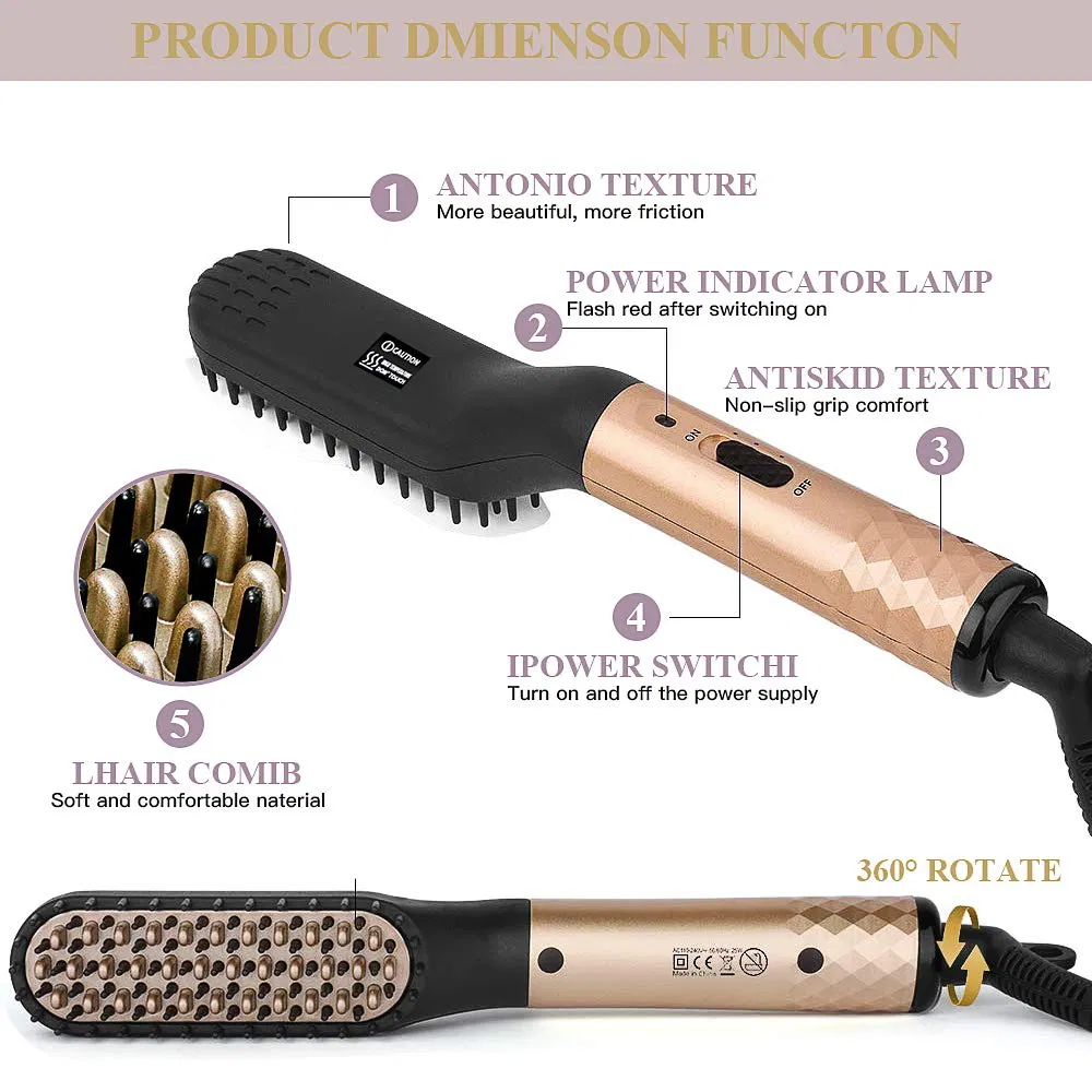 Heated Hair Straightener Beard Straightening Comb