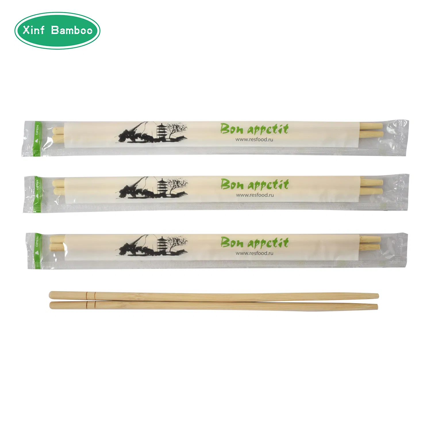 OPP Wrapped Bamboo Chopsticks with Toothpicks, Japanese Chopsticks